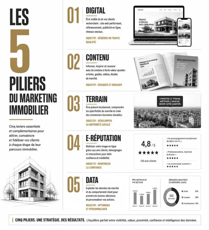 Les 5 piliers d'une stratégie marketing immobilier performante