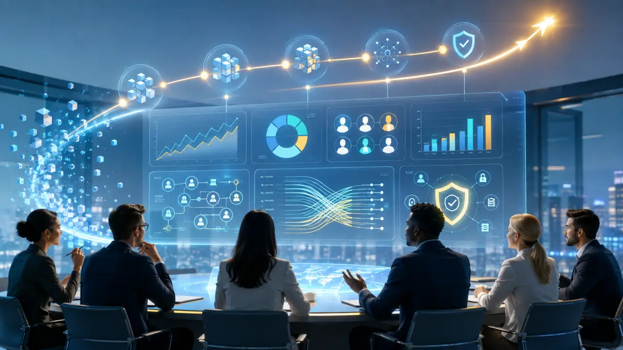 Interface de pilotage moderne illustrant la gouvernance d'une startup