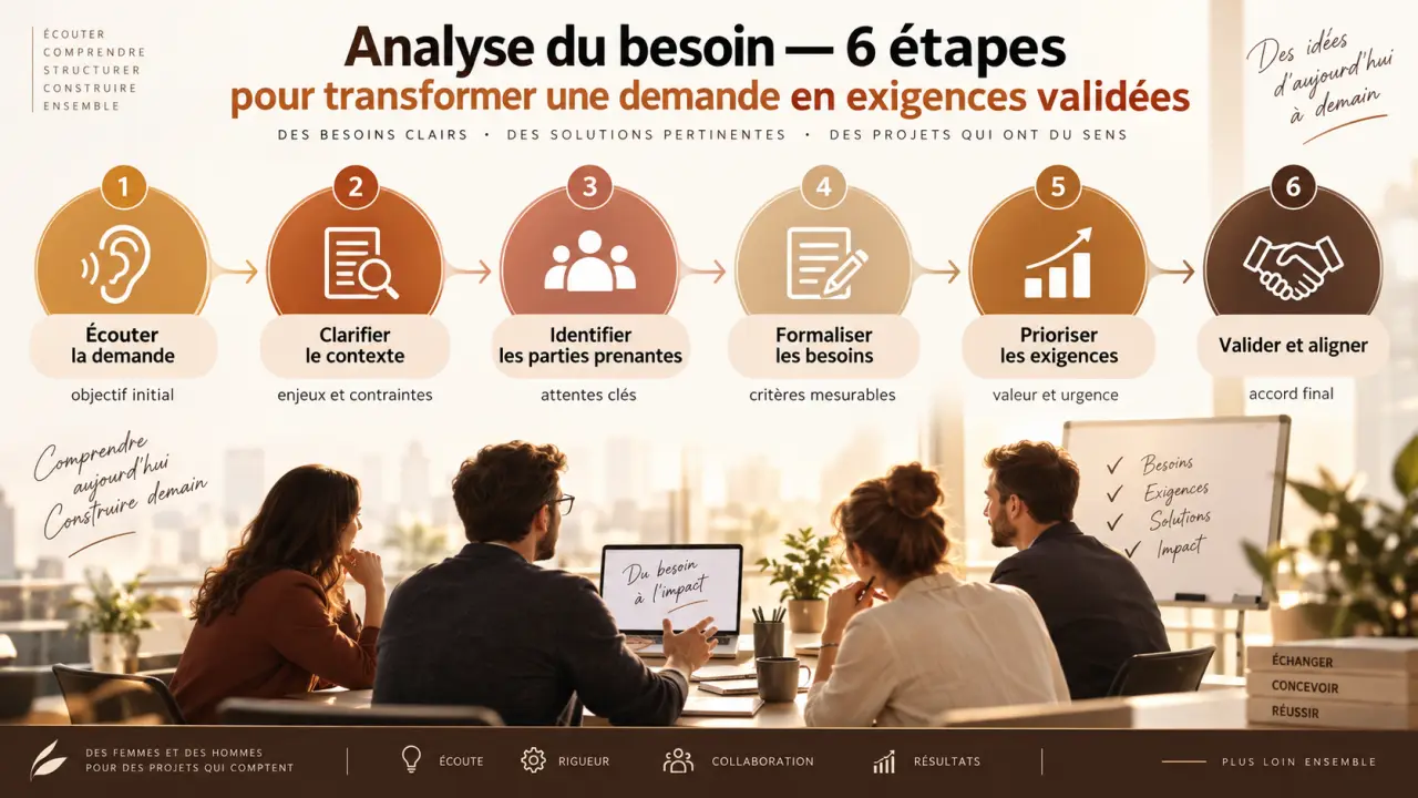Analyse du besoin : 6 étapes pour transformer une demande en exigences validées