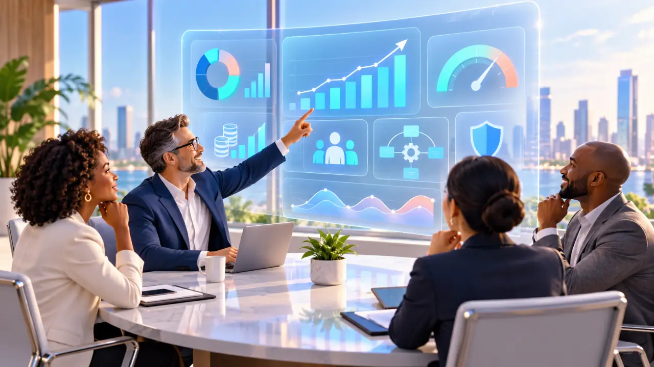 Tableau de bord stratégique présentant les indicateurs d'un comité de direction