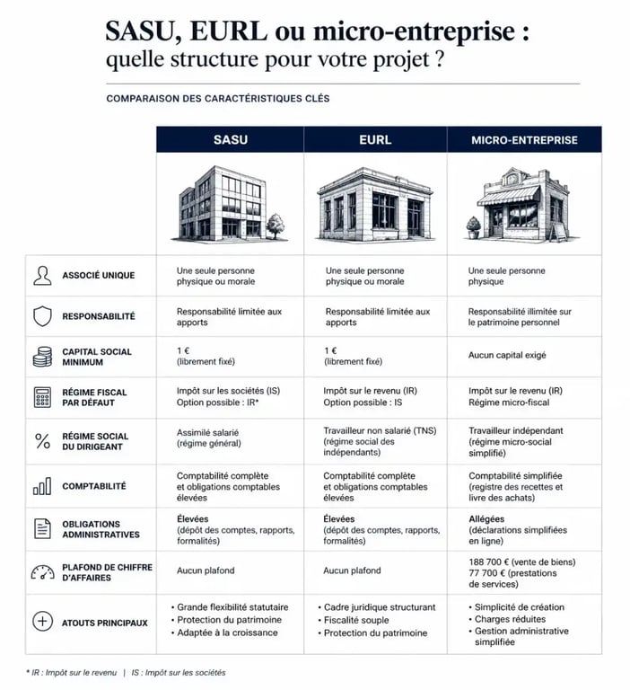 Comparatif des structures juridiques pour la création entreprise marseille