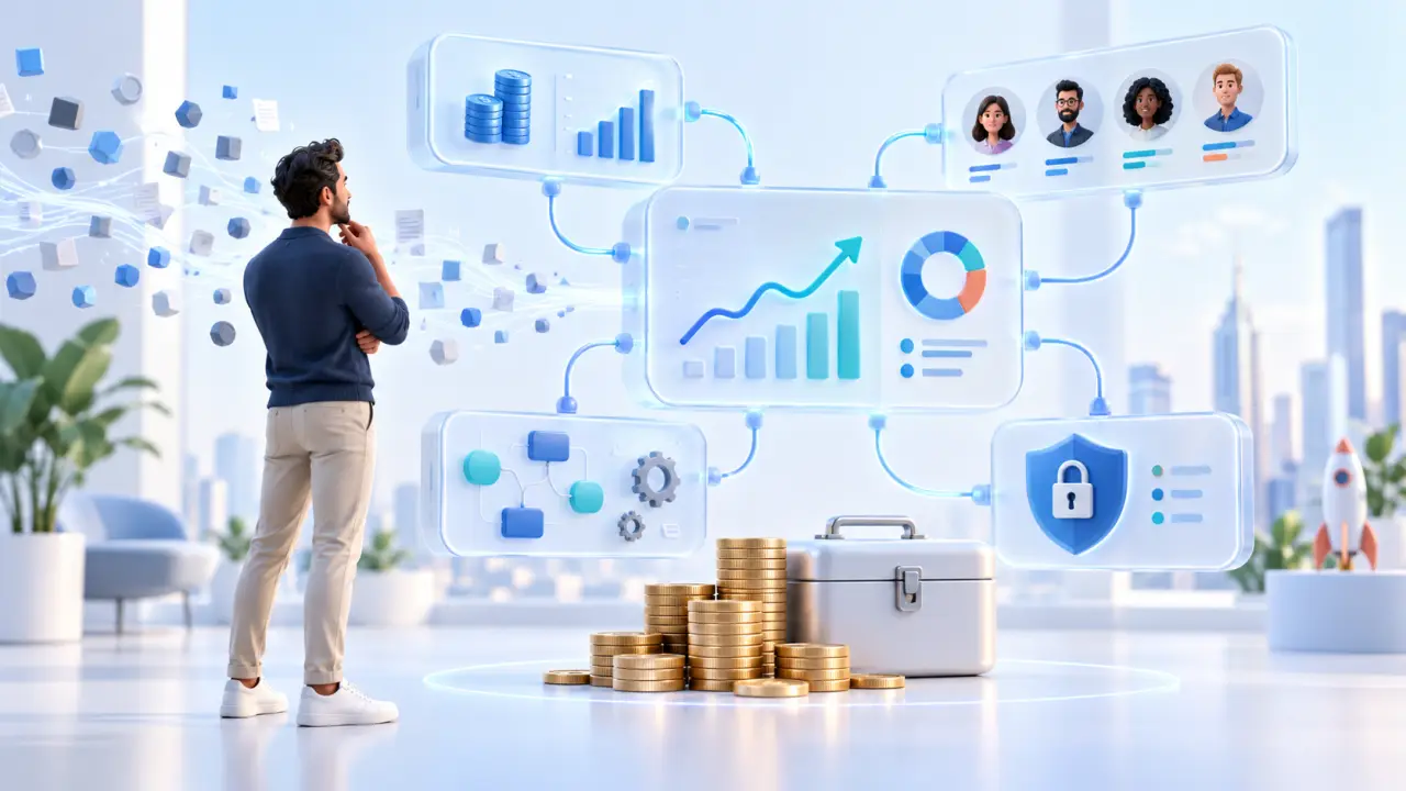 Tableau de bord stratégique avec indicateurs financiers et opérationnels d'une startup